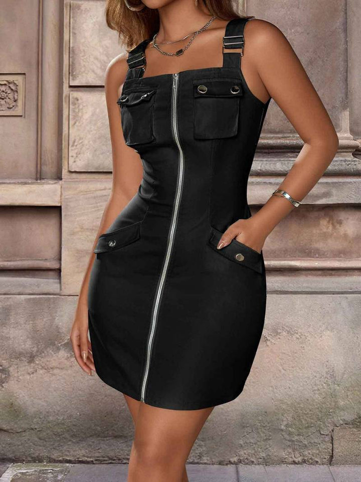 Dorcas - Rochie Casual Cu Bretele Reglabile Și Buzunar