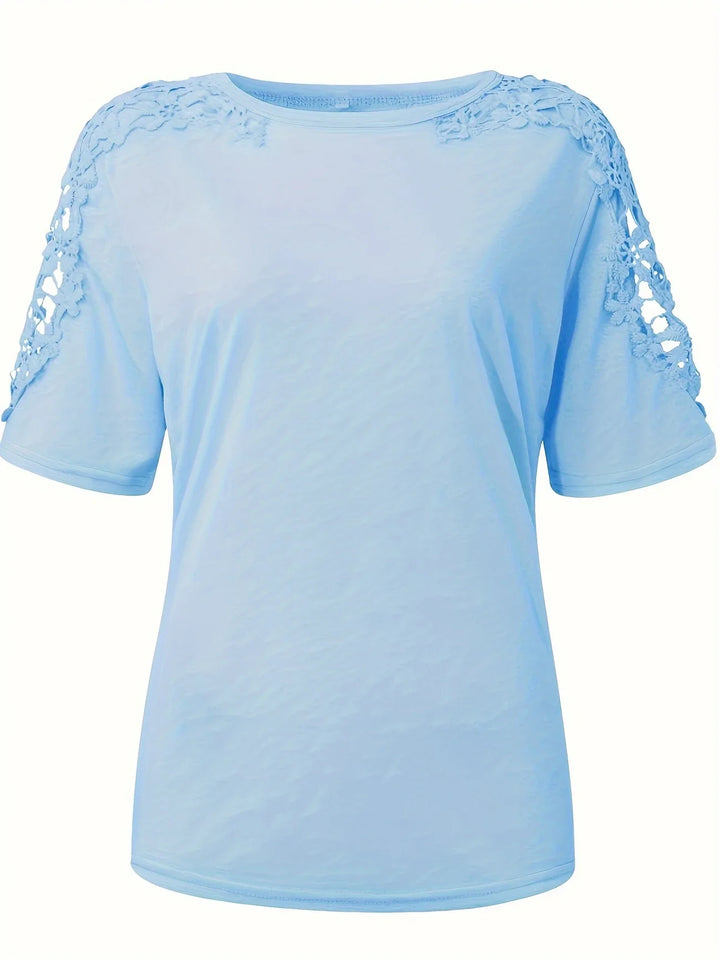 Ancuta - Elegant Vara Mânecă Scurtă Tricou Cu Dantelă