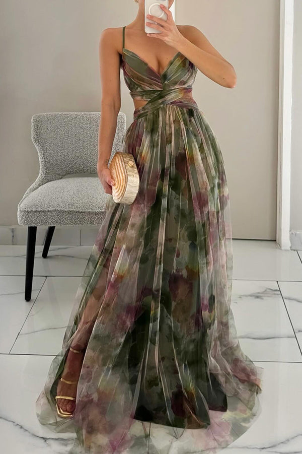 Guoda - Rochie Lungă cu Imprimeu Floral Incântător