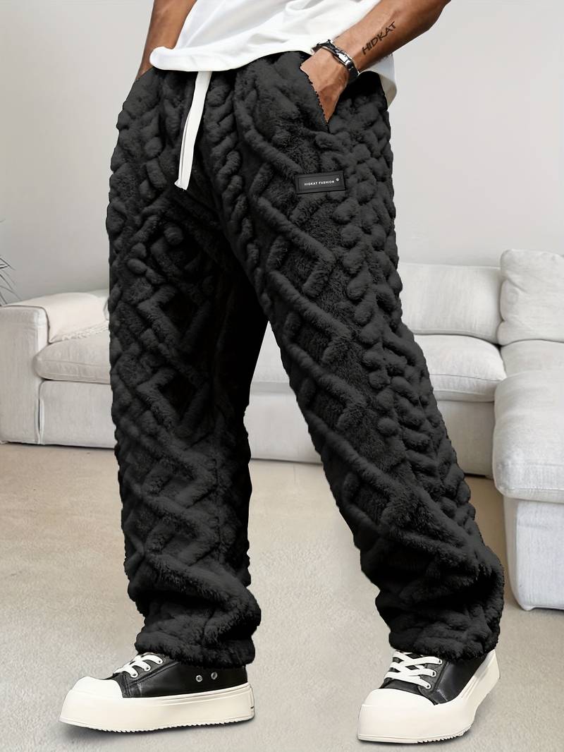 Zecharia - Pantaloni Cu Model Geometric și Talie Elastică
