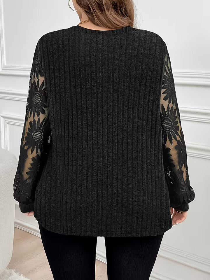 Suchinda - Tricou Cu Mâneci Lungi, Cu Șireturi Și Două Straturi De Dantelă