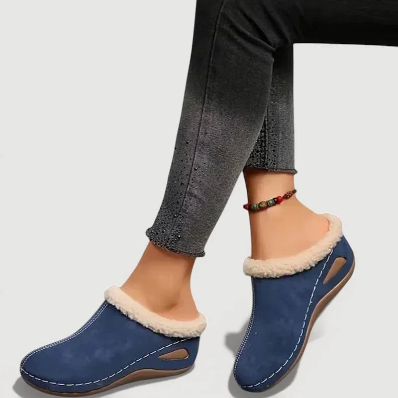 Achly - Papuci cu Platformă Din Denim cu Blană
