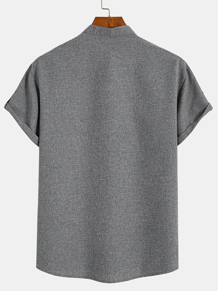 Elliott - Cămașă Elegantă Cu Mâneci Scurte și Guler înalt