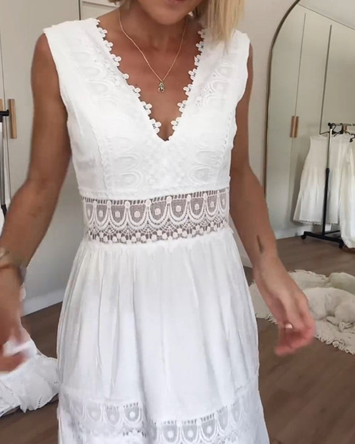 Papakosta - Rochie Elegantă Fără Mâneci Din Dantelă