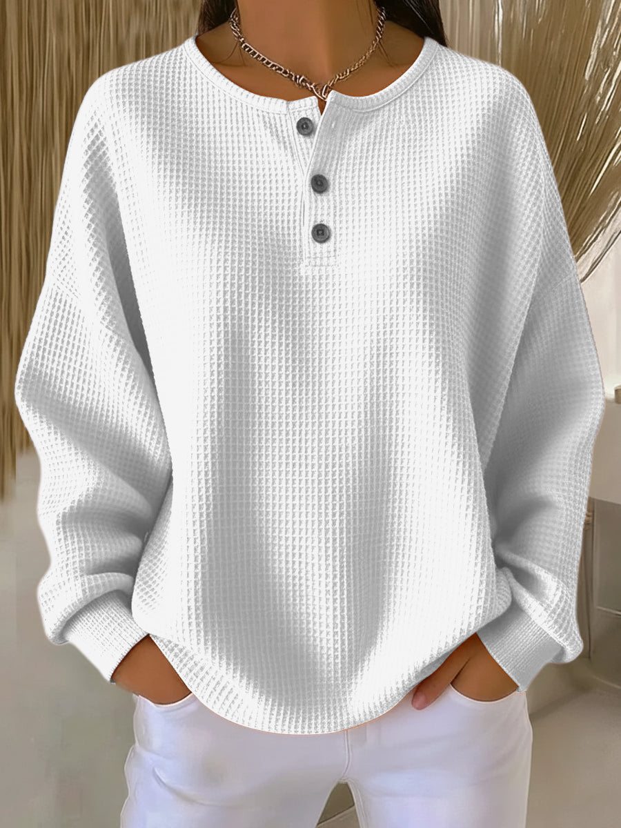 Ritona - Hanorac Henley Cu Tricot Tip Waffle