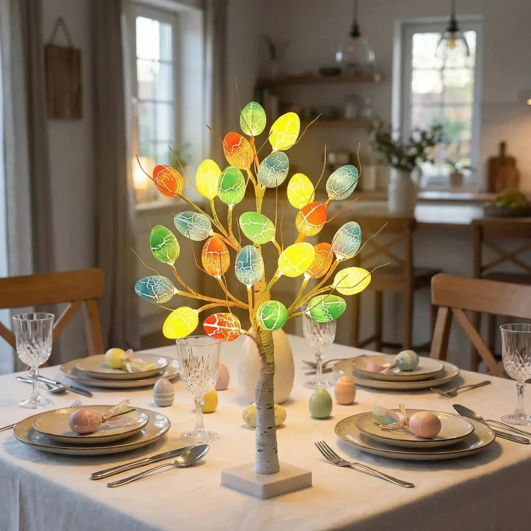 SpringAura - Brad Iuminos de Paște cu LED-uri Colorate Pentru Decorarea Festivă a Casei