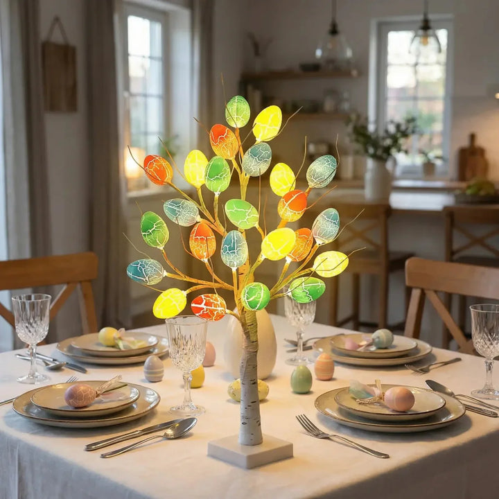 SpringAura - Brad Iuminos de Paște cu LED-uri Colorate Pentru Decorarea Festivă a Casei