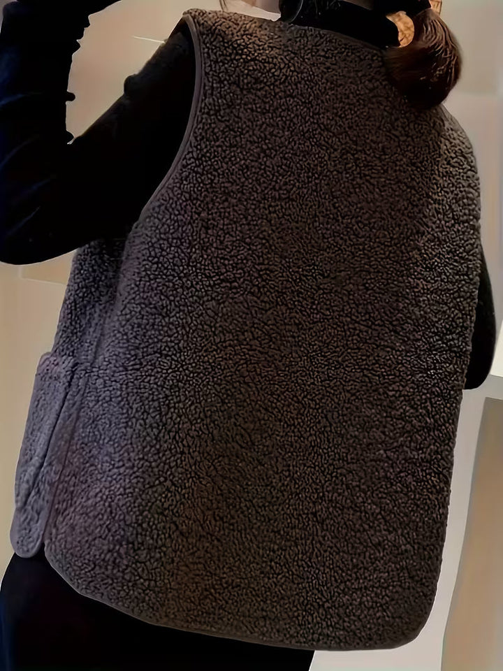 Miona – Vestă Din Fleece Moale, Cu Buzunare