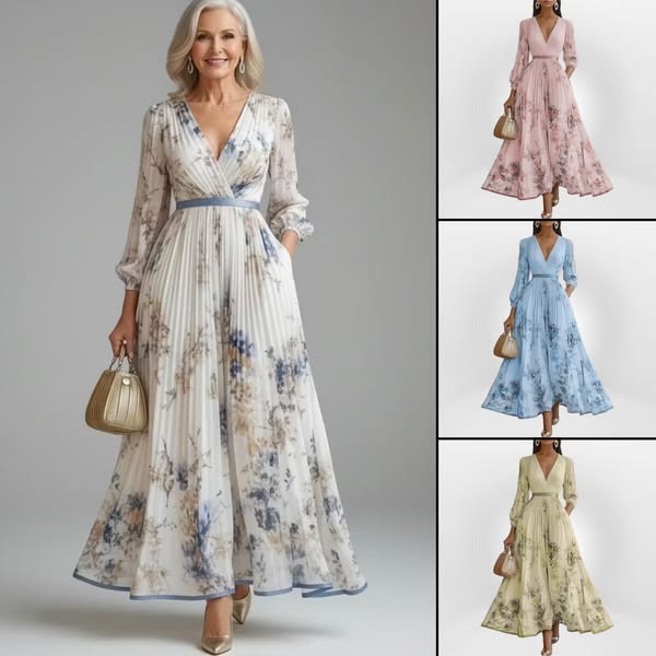 Pramudi - Rochie lungă Elegantă cu Mâneci lungi
