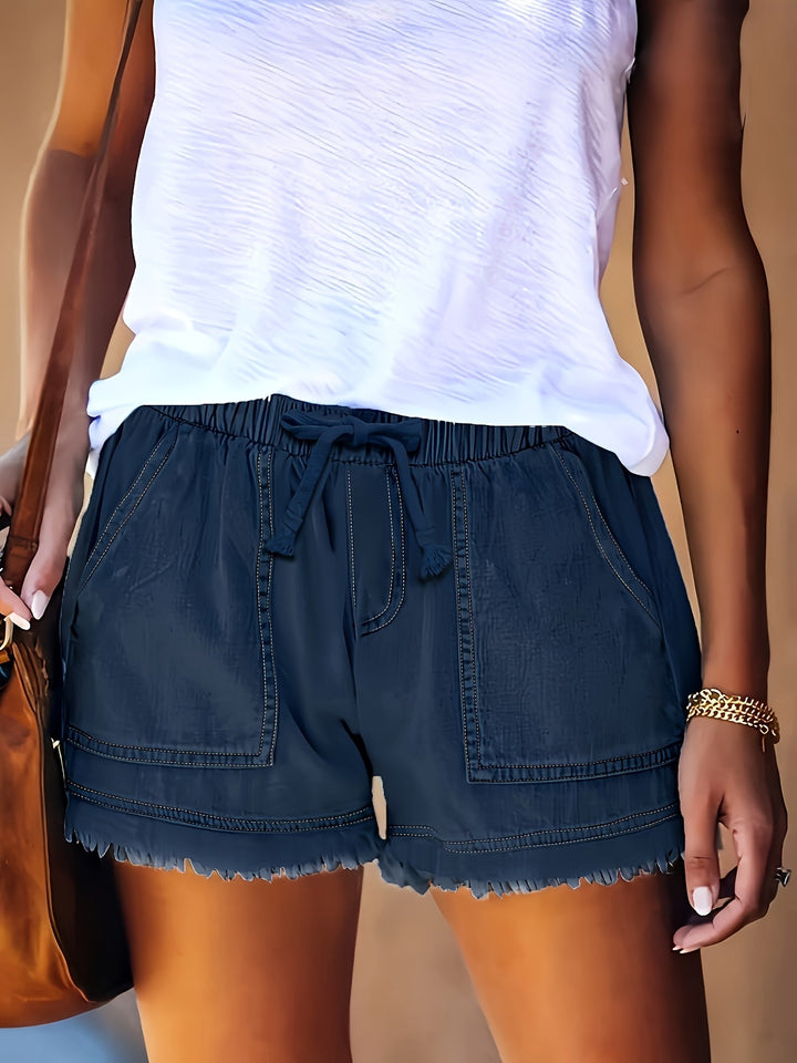 Katarina - Pantaloni Scurți Din Denim Cu Talie Elastică