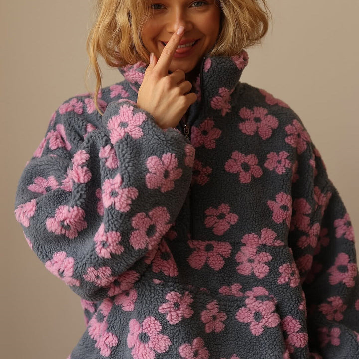 Yzella - Pulover din Fleece cu Imprimeu Floral