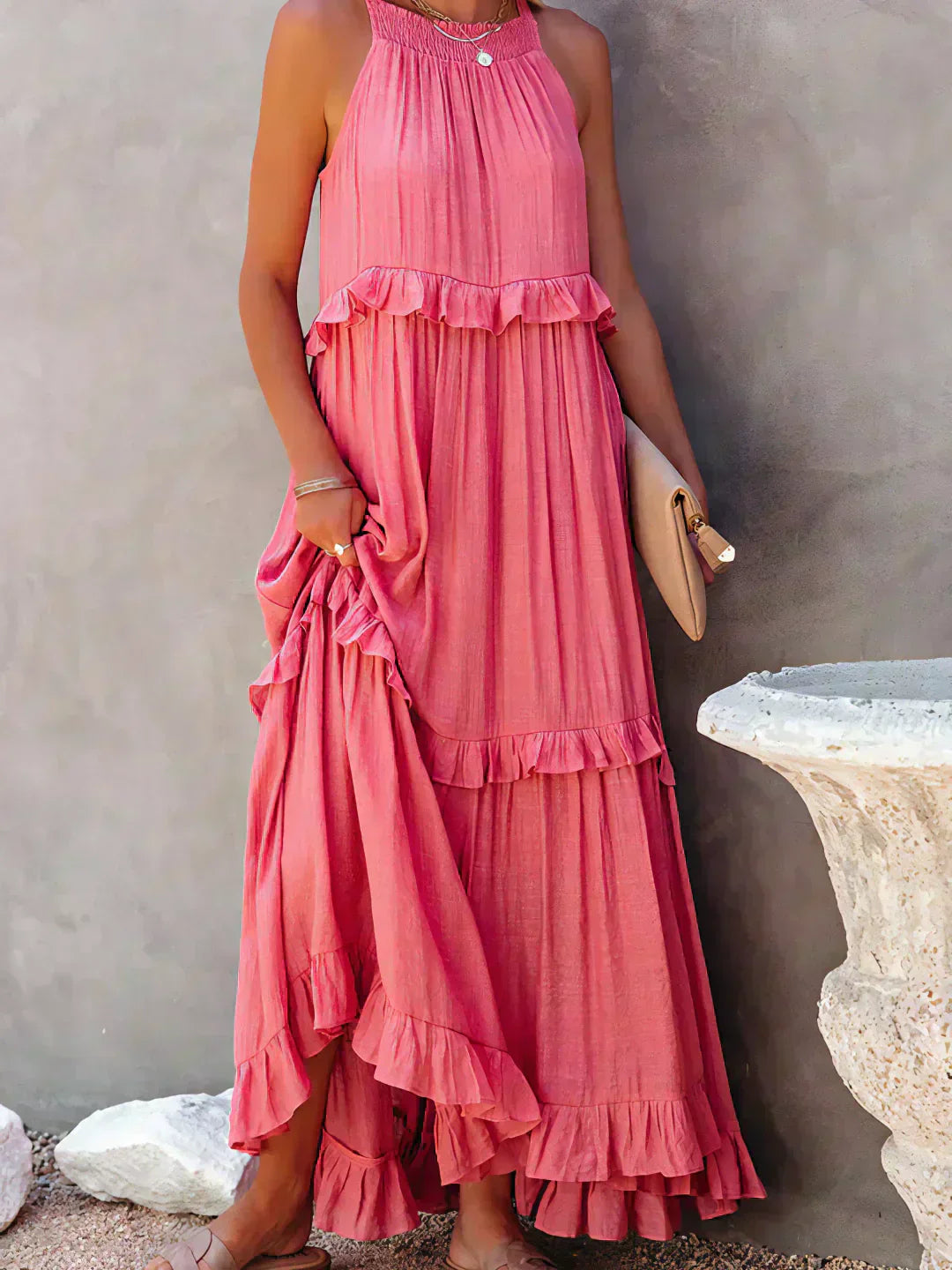 Hayley - Rochie Elegantă Fără Mâneci Cu Volane