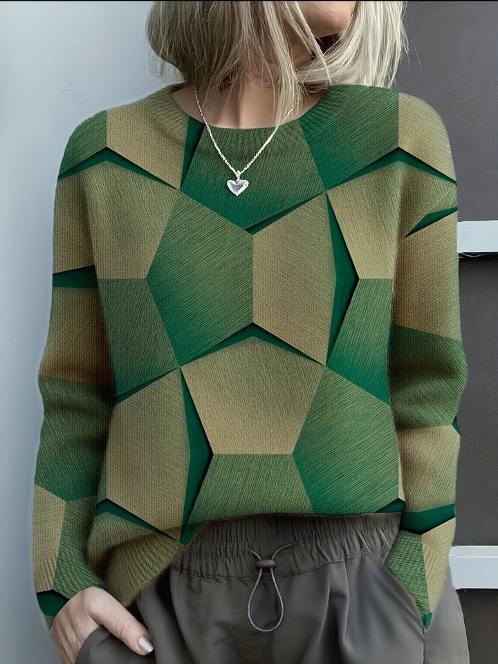 Bravina - Pulover Tricotat Cu Imprimeu Geometric 3D