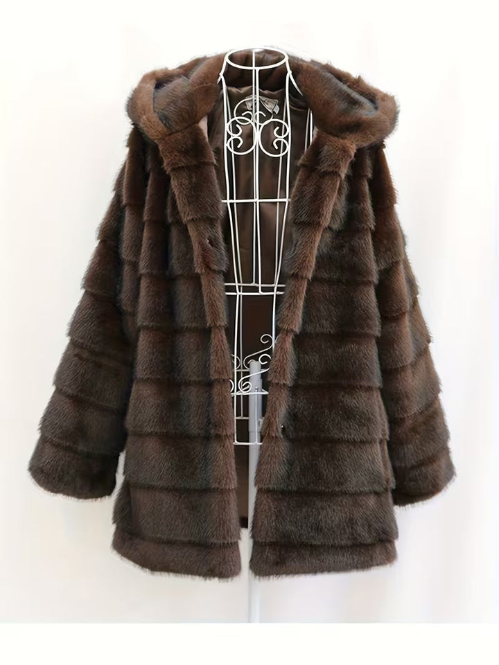 Bartola - Palton cu Glugă și Textură de Blană