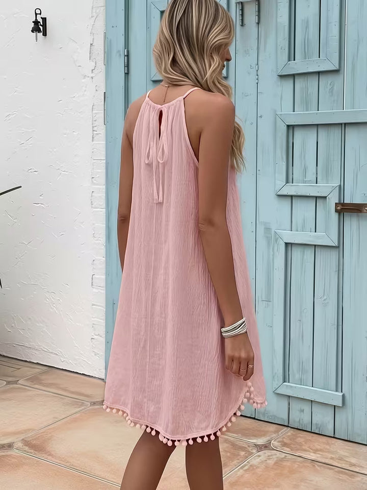 Shiena - Rochie Elegantă Din Dantelă Croșetată, Cu Gât Halter