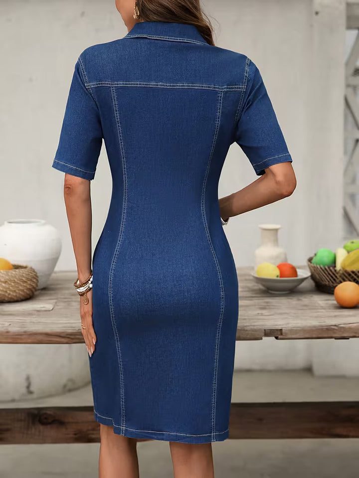 Serila - Rochie Vintage Din Denim Cu Fermoar Complet
