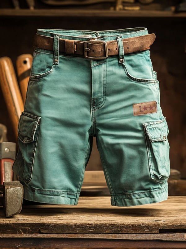 Pantaloni Scurți Multifuncționali Pentru Bărbați în Stil Retro Din Material Ripstop Pentru Activități în Aer Liber