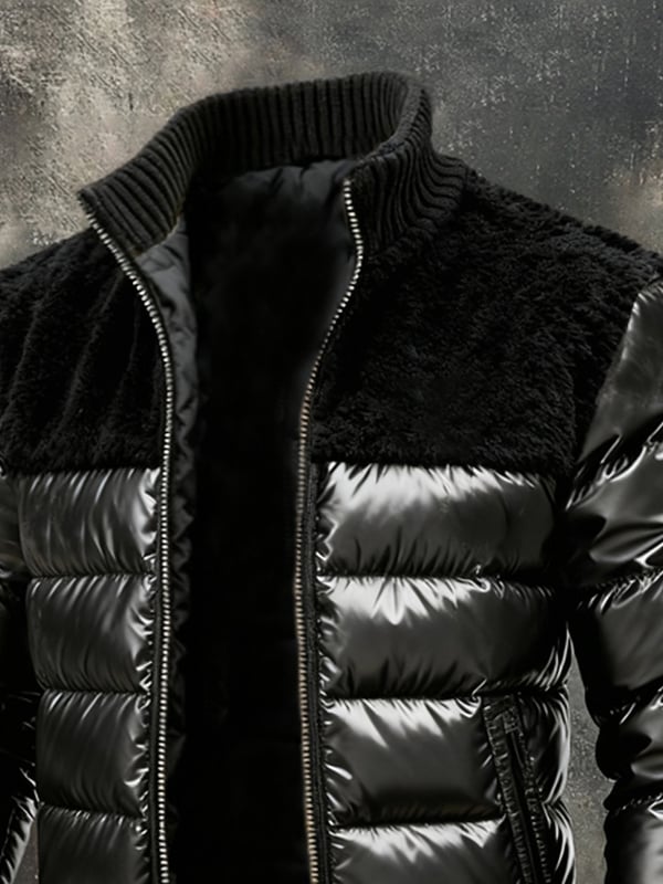 Maignan - Jacheta Retro Călduroasă Din Pluș Patchwork Pentru Exterior