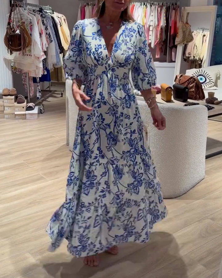 Lyssia – Rochie Lungă Elegantă Cu Imprimeu Floral