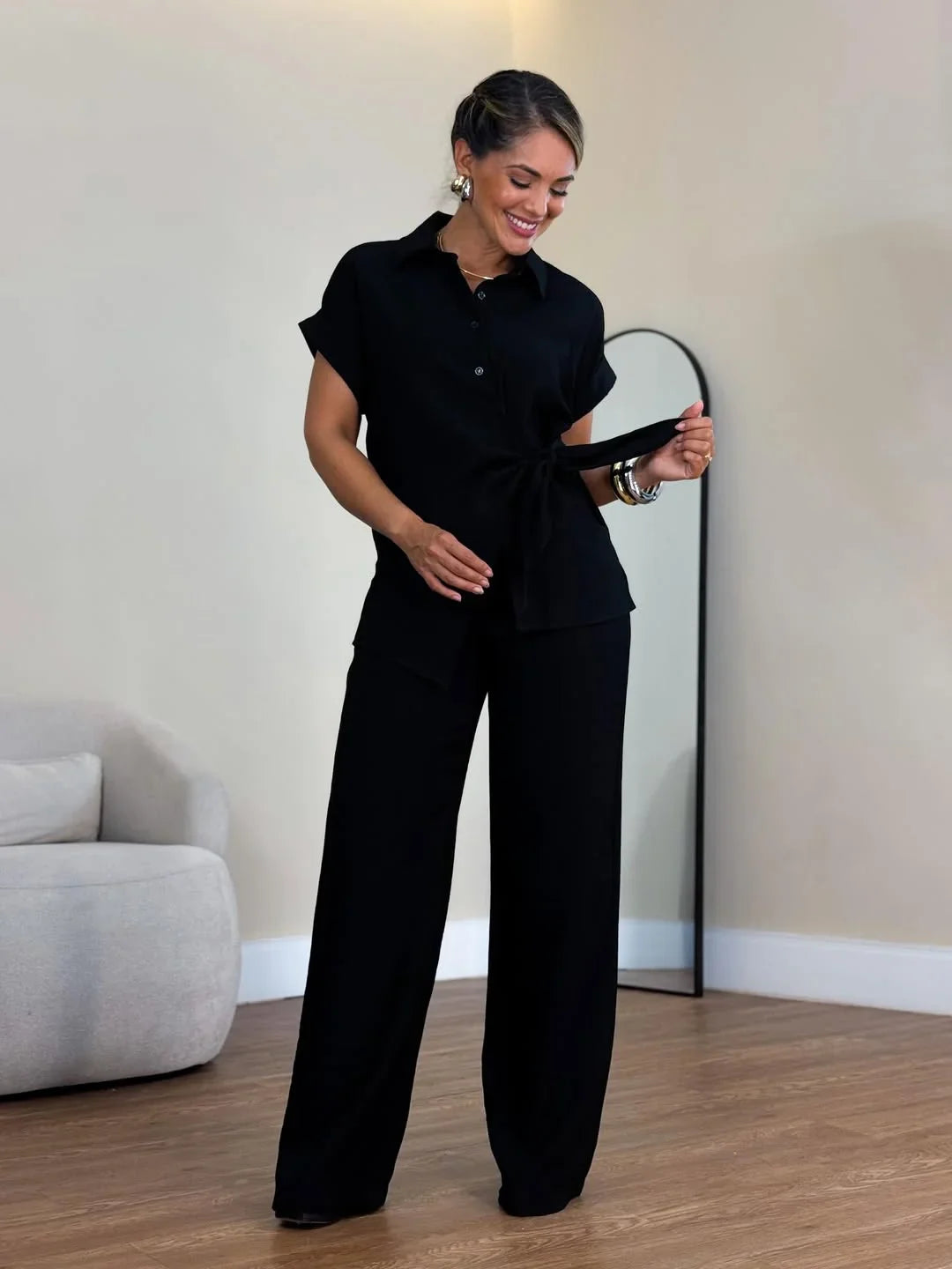 Lorie - Set Elegant Din Două Piese Cu Legătură în Față