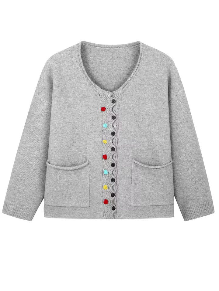Kynza - Cardigan Supradimensionat Cu Nasturi Colorați In Față