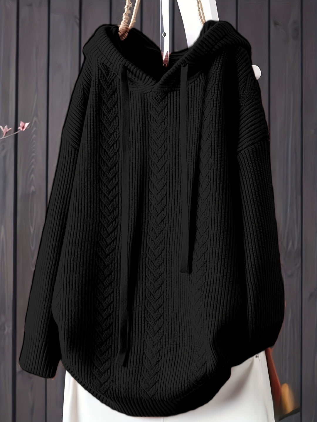 Genivee - Hanorac Casual Cu Tricotat Mâneci Lungi și Glugă