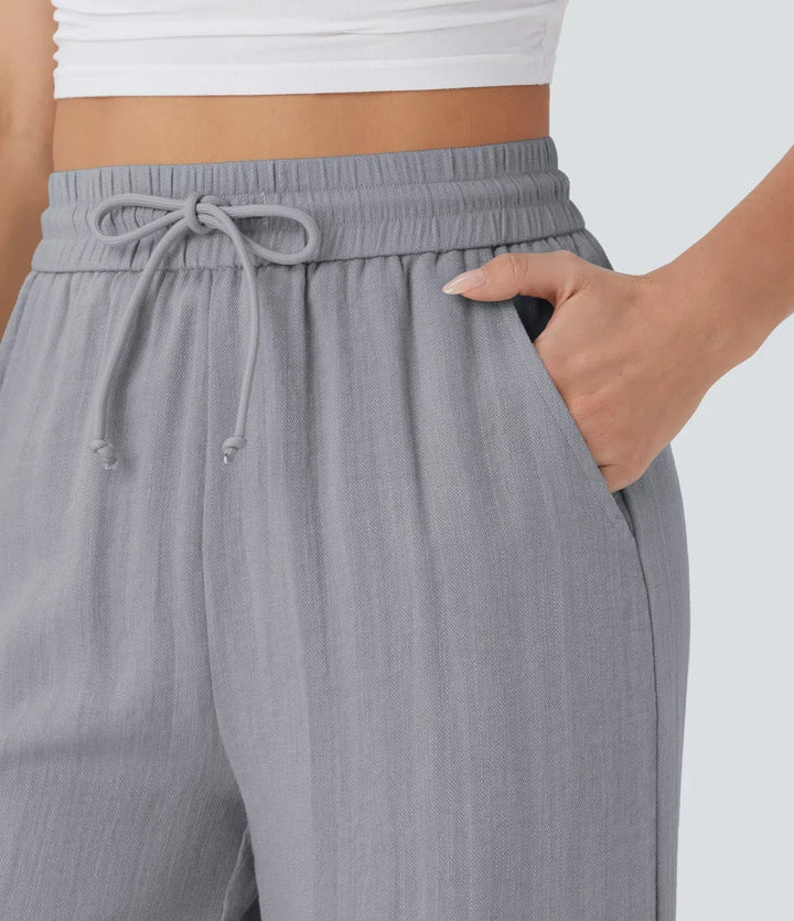 Zafeiria - Pantaloni Eleganți Din In