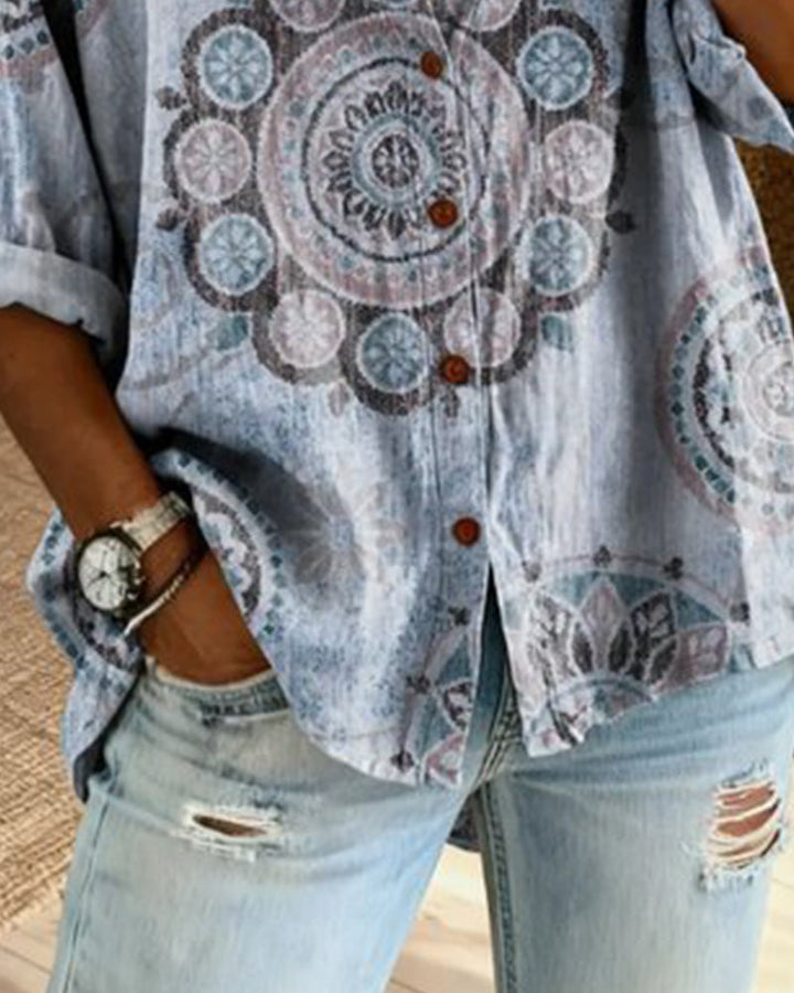Nirita - Tricou Cu Mâneci Lungi și Imprimeu Mandala