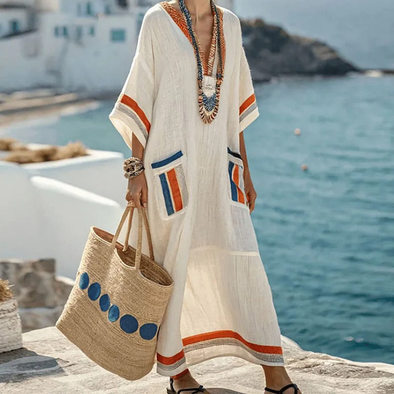 Xenia - Rochie Lungă Elegantă Cu Buzunare