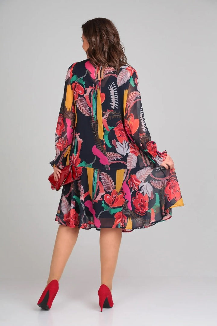 Vinoshika - Rochie Elegantă cu Imprimeu Floral