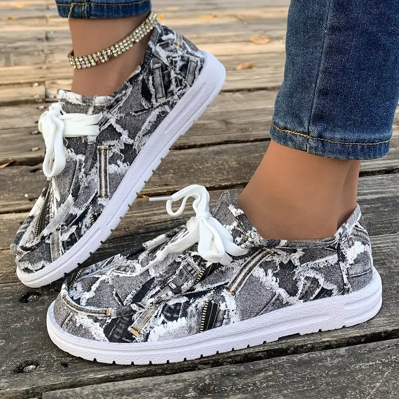Ulanda - Adidași Antiderapanti Cu Imprimeu Denim