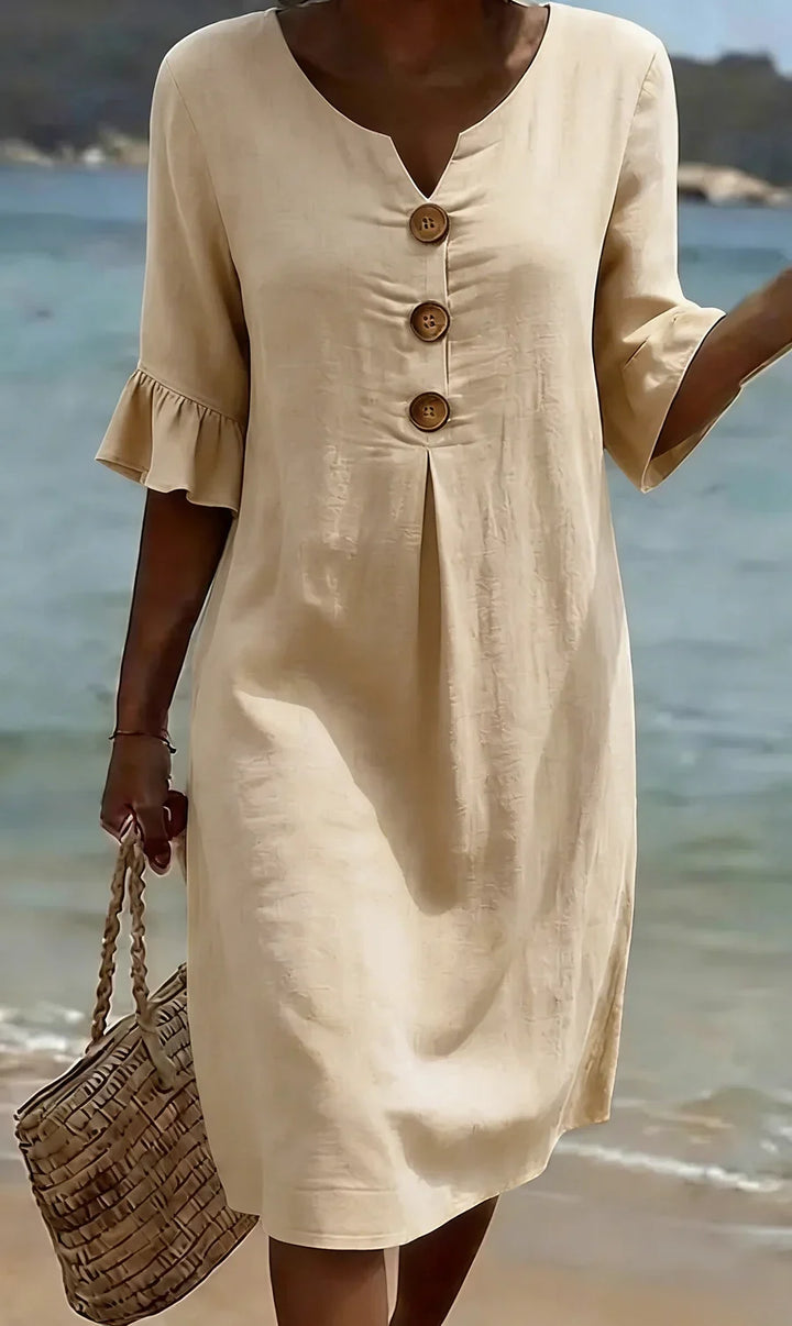 Mlaina – Rochie Midi Elegantă Cu Nasturi