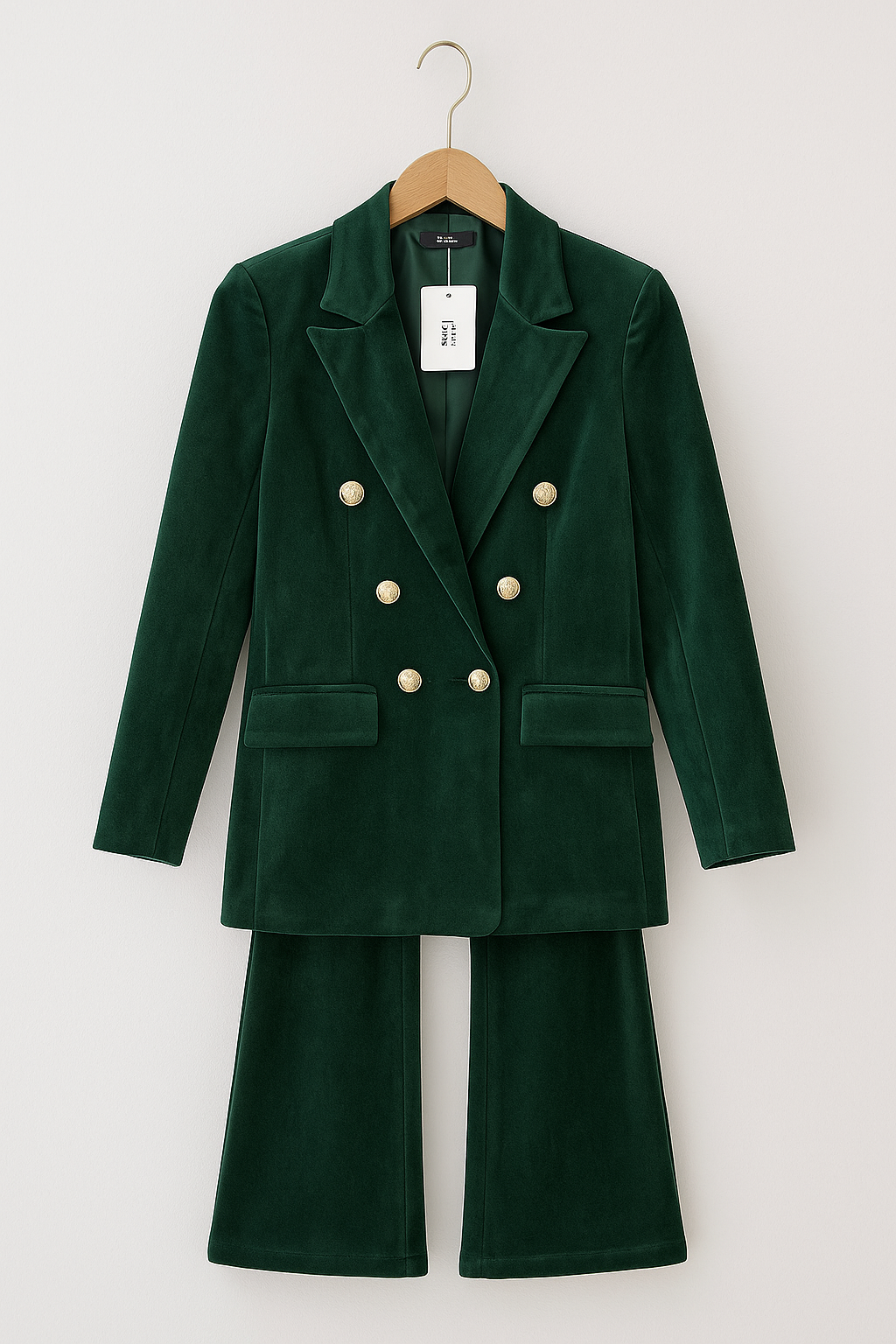 Dimitra - Set Sacou Din Catifea Cu Două Rânduri De Nasturi