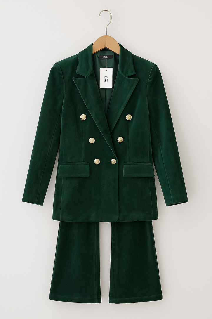 Dimitra - Set Sacou Din Catifea Cu Două Rânduri De Nasturi
