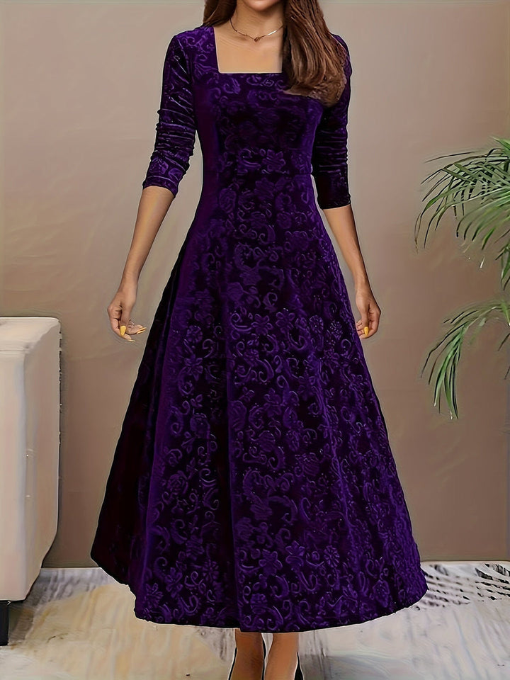Otsuru - Rochie Elegantă Din Catifea cu Mâneci Lungi