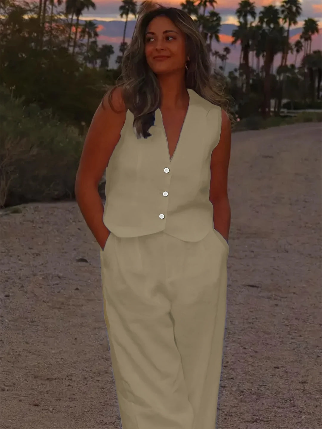 Jorja - Set Elegant Din Două Piese Fără Mâneci