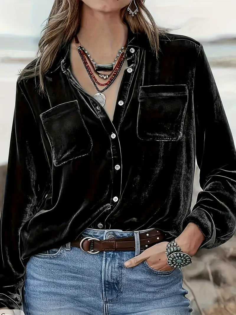 Geanie - Cămașă Cu Mâneci Lungi și Buzunare Frontale