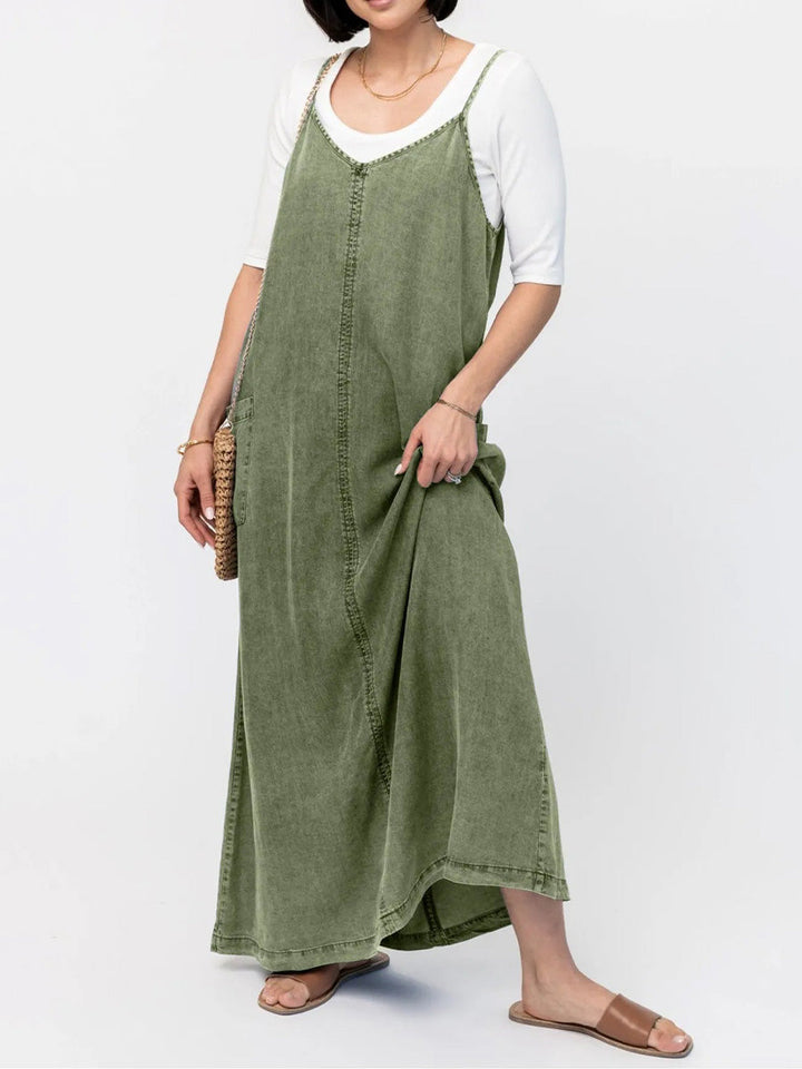 Éricaa - Croială Lejeră Denim Rochie Maxi