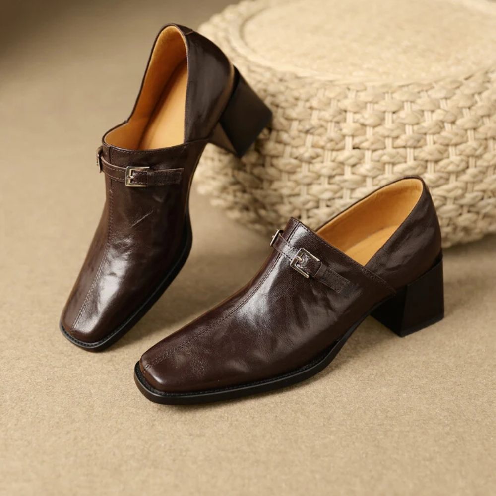 Misha - Mocasini Eleganți Din Piele Cu Toc