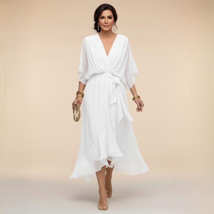 Harshani - Rochie Din Sifon cu Decolteu în V
