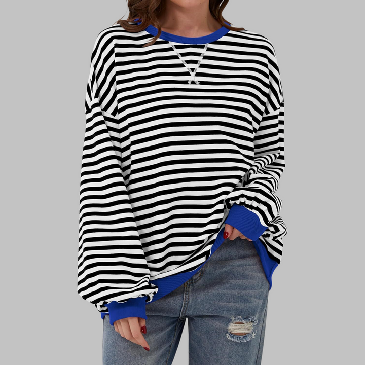 Melorna - Pulover Elegant Cu Mâneci Lungi și Dungi
