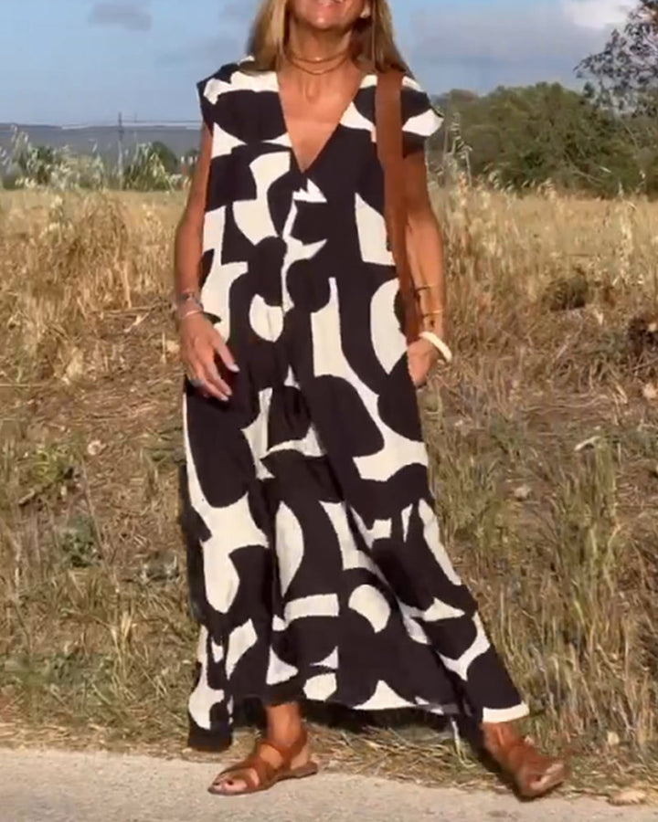 Sarinya - Rochie Imprimată Cu Decolteu In V