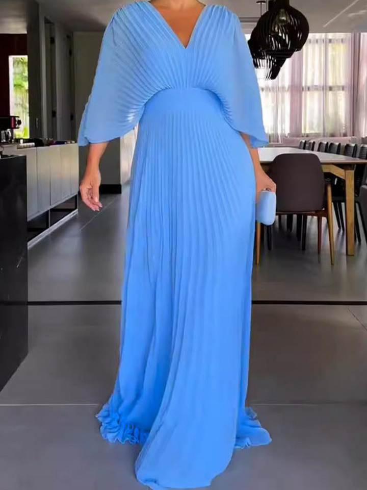 Valerija - Rochie lungă Plisată în Culori Vibrante