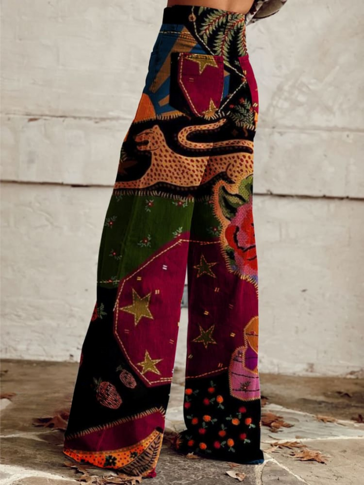 Gallegos - Pantaloni Vintage Eleganți în Stil Boho Retro