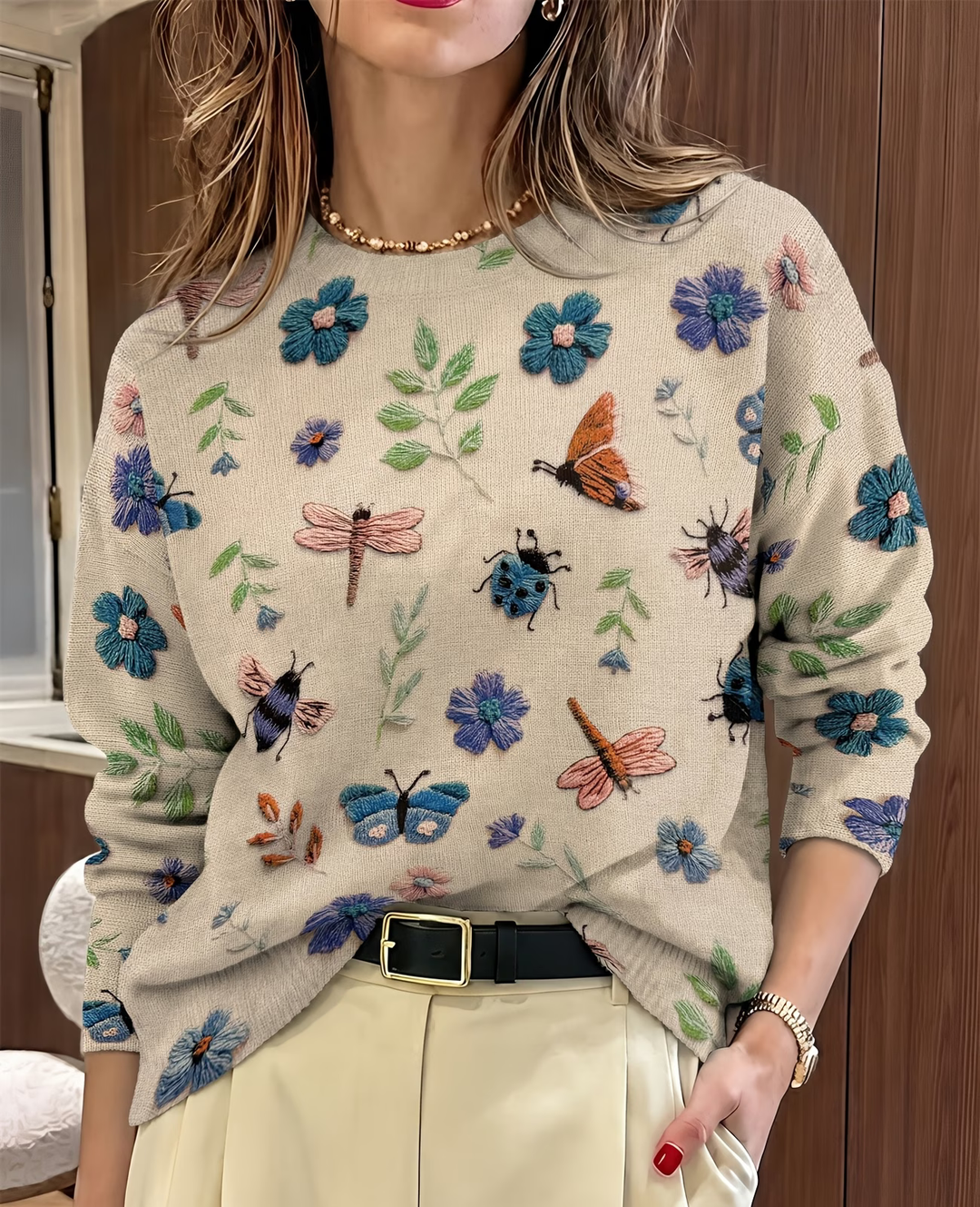 Lesa - Pulover Cu Imprimeu Floral Și Cu Insecte