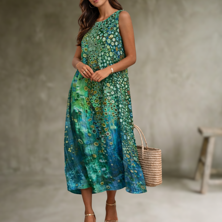 Natia – Rochie Midi Din Bumbac Fără Mâneci