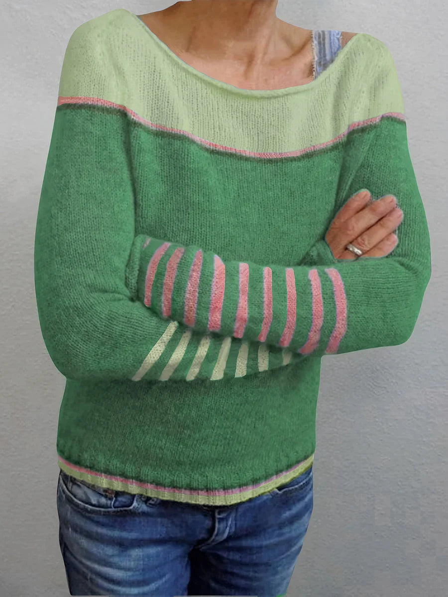 Talithia – Pulover Cu Mâneci Lungi Tricotat Cu Dungi