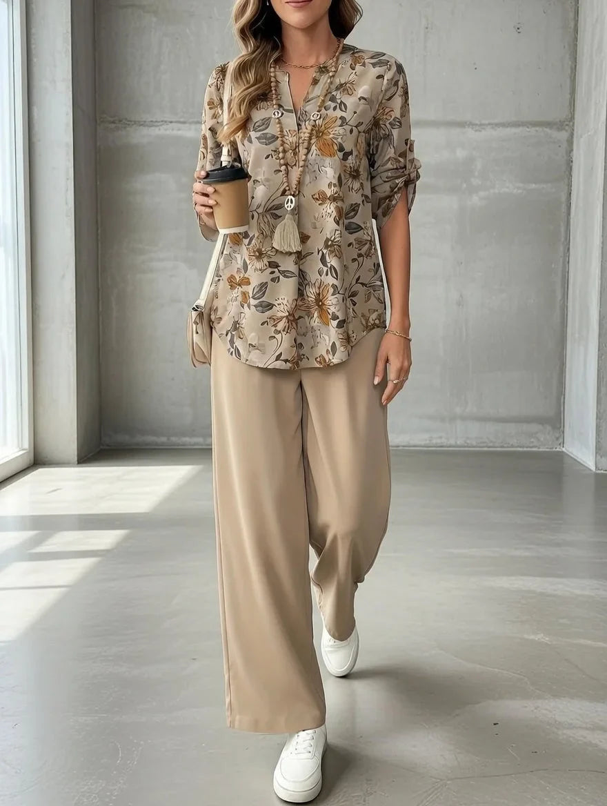 Kresimira - Set Elegant Din Două Piese Cu Imprimeu Floral