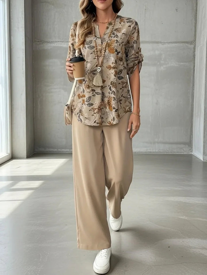 Kresimira - Set Elegant Din Două Piese Cu Imprimeu Floral