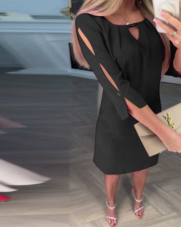 Kamelia - Rochie Mini Cu Mâneci Cu Decupaj In Formă De Cheie